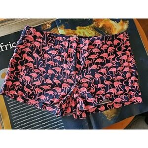 J Crew Factory Pink & Blue Flat Front Flamingo Print 3'' Shorts Size‎ 8 G2317
